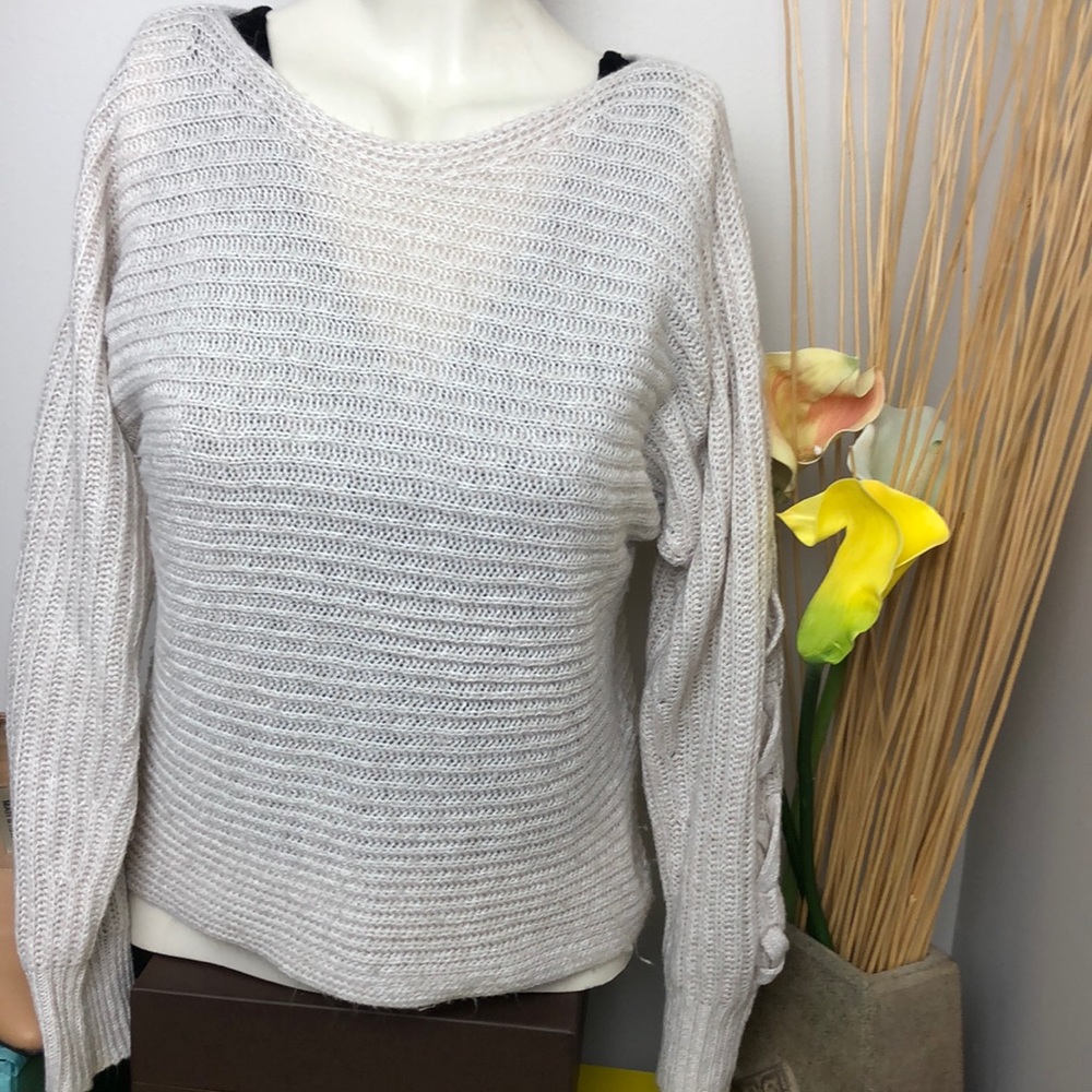 ONLY Cream Lace Up Sleeve Knit Sweater Size S